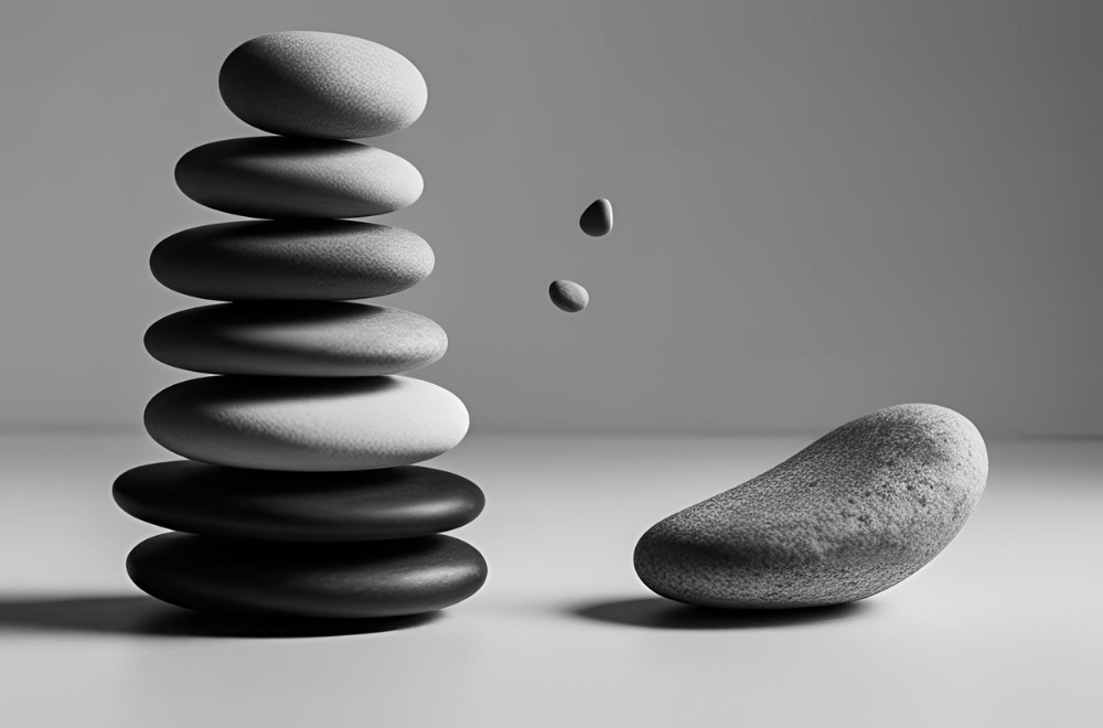 Pile of rocks showing balance and caution